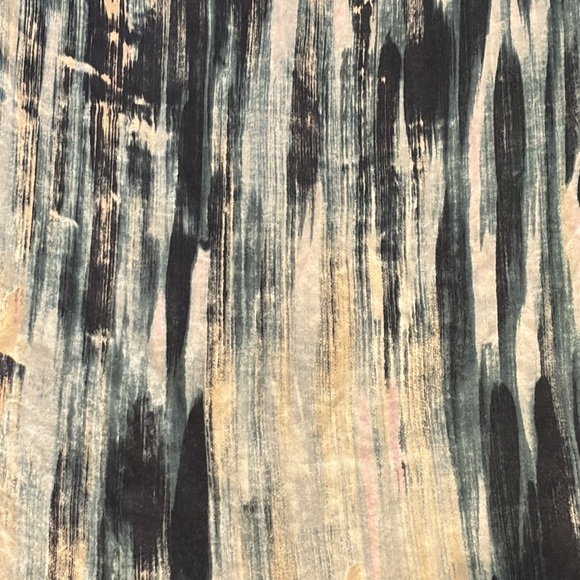 REBECCA TAYLOR SILK SHIRT ABSTRACT PRINT EUC SIZE 0 BACK ZIP SOLID SLEEVE LUX 🖤 - Picture 6 of 8